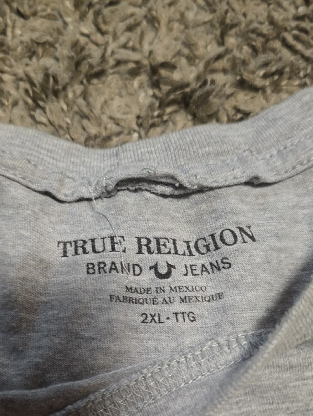 True Religion Light Gray Long Sleeve Logo Tee with Sleeve Graphics - Picture 2 of 8